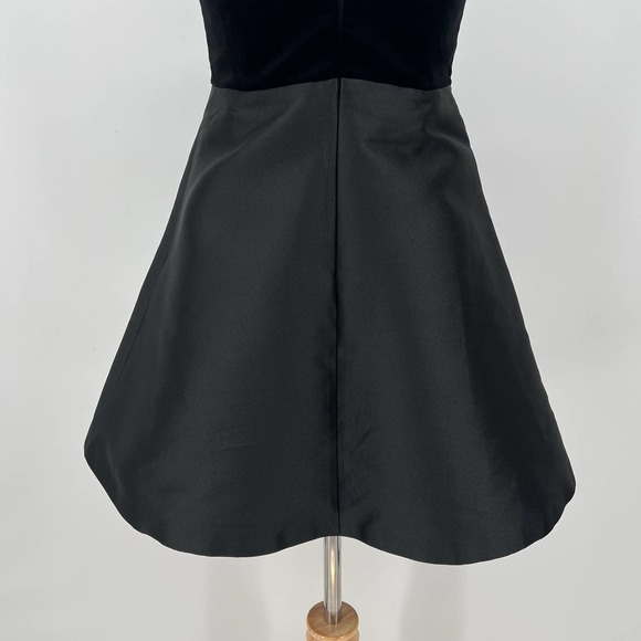 RED VALENTINO Dress Womens 0 Black Strapless Velvet Silk Twill Mini Fit Flare 38 - Picture 9 of 14